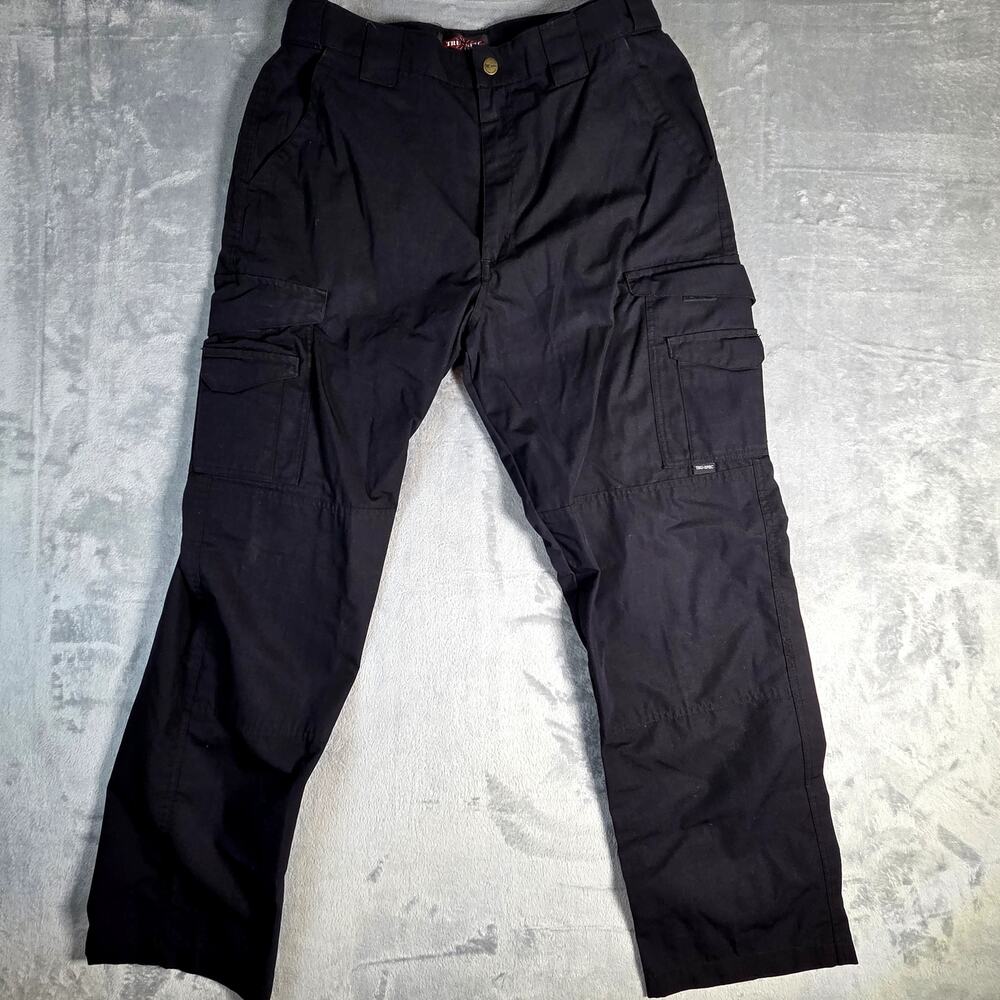 Tru-Spec Tactical pants Cargo Black Work Flat Front Ripstop 34x32